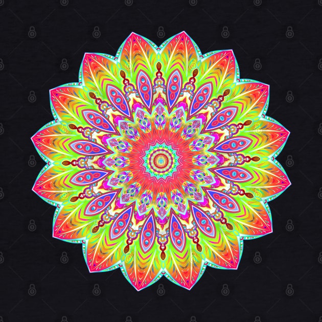 Psychedelic Neon Mandala by rebeccawangart